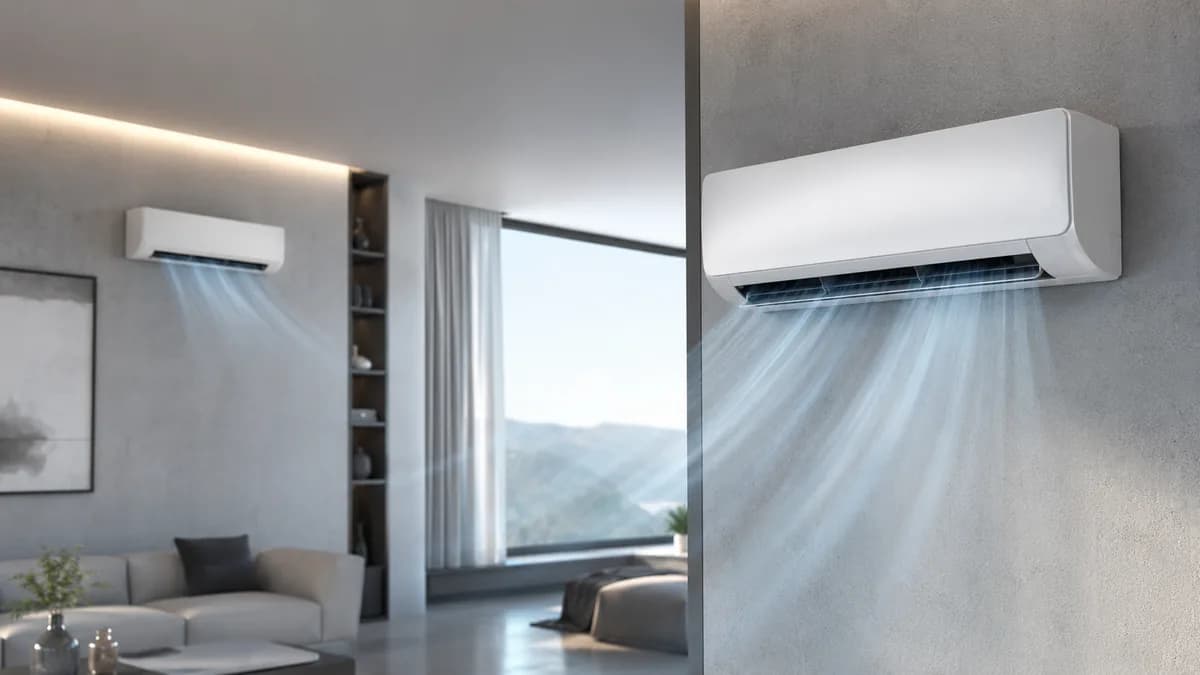 दीवार पर लगी split AC की indoor unit